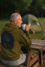 Three-Panel Fleece Hoodie - Cozy Campfire Nights Camping Sweater, Hiking Adventure Pullover, Wilderness Mountain Camper Gift