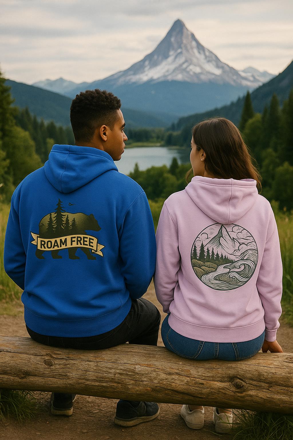 Bear Graphic Fleece Hoodie, Unisex Outdoor Adventure Sweatshirt, Wilderness Cabin Camping Gift, Nature Lover Hiking Apparel, Cozy Mountain