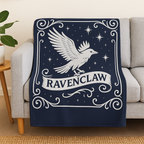 Ravenclaw Emblem Velveteen Plush Blanket | Midnight Blue Celestial Throw