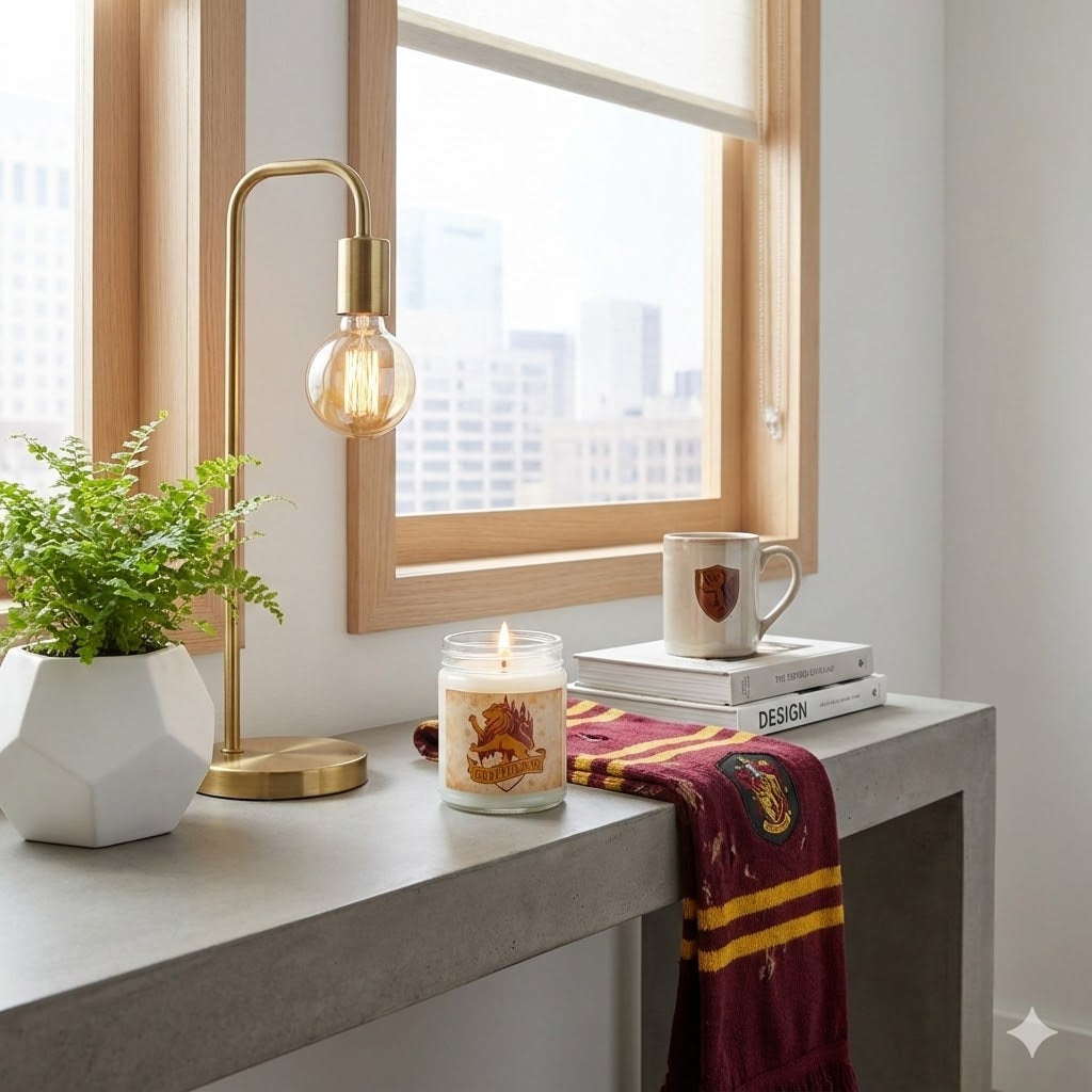 Gryffindor House Inspired Candle | Wizarding World Inspired Soy Wax Candle | Lion Crest Decor