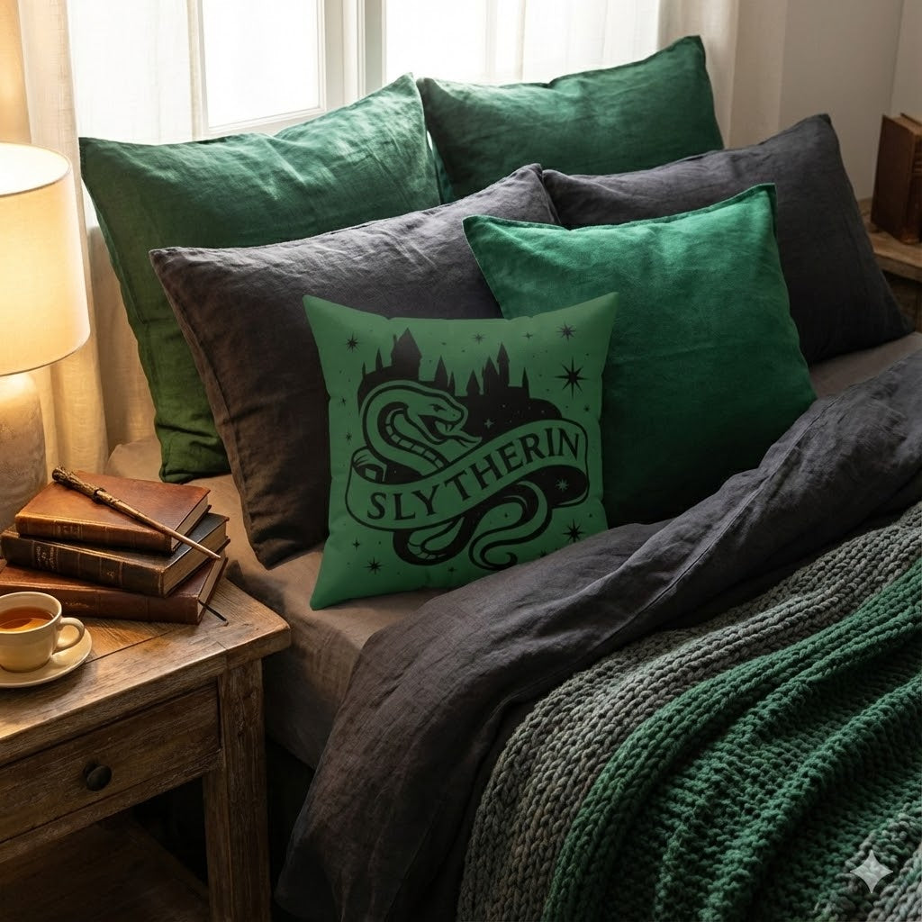 Slytherin Inspired House Pillow