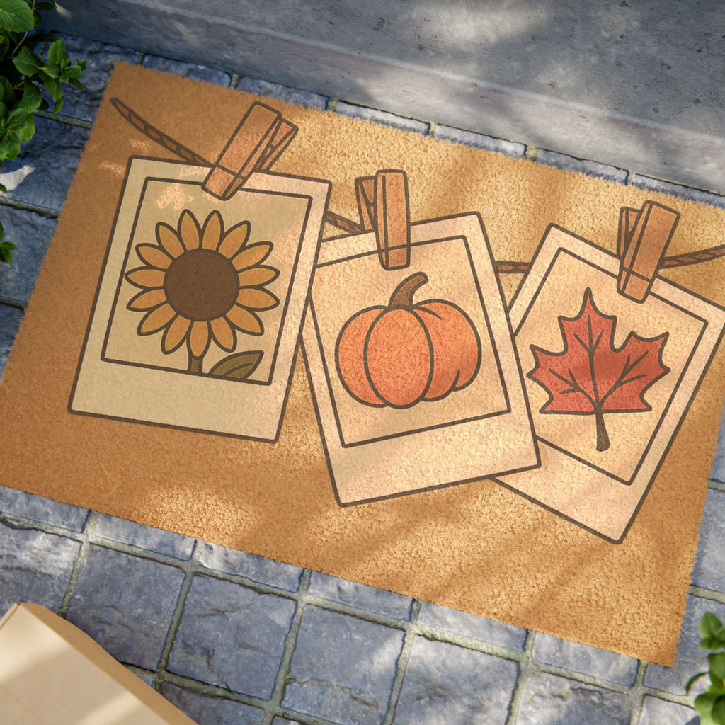 Autumn Harvest Doormat - Sunflower, Pumpkin and Maple Leaf Design