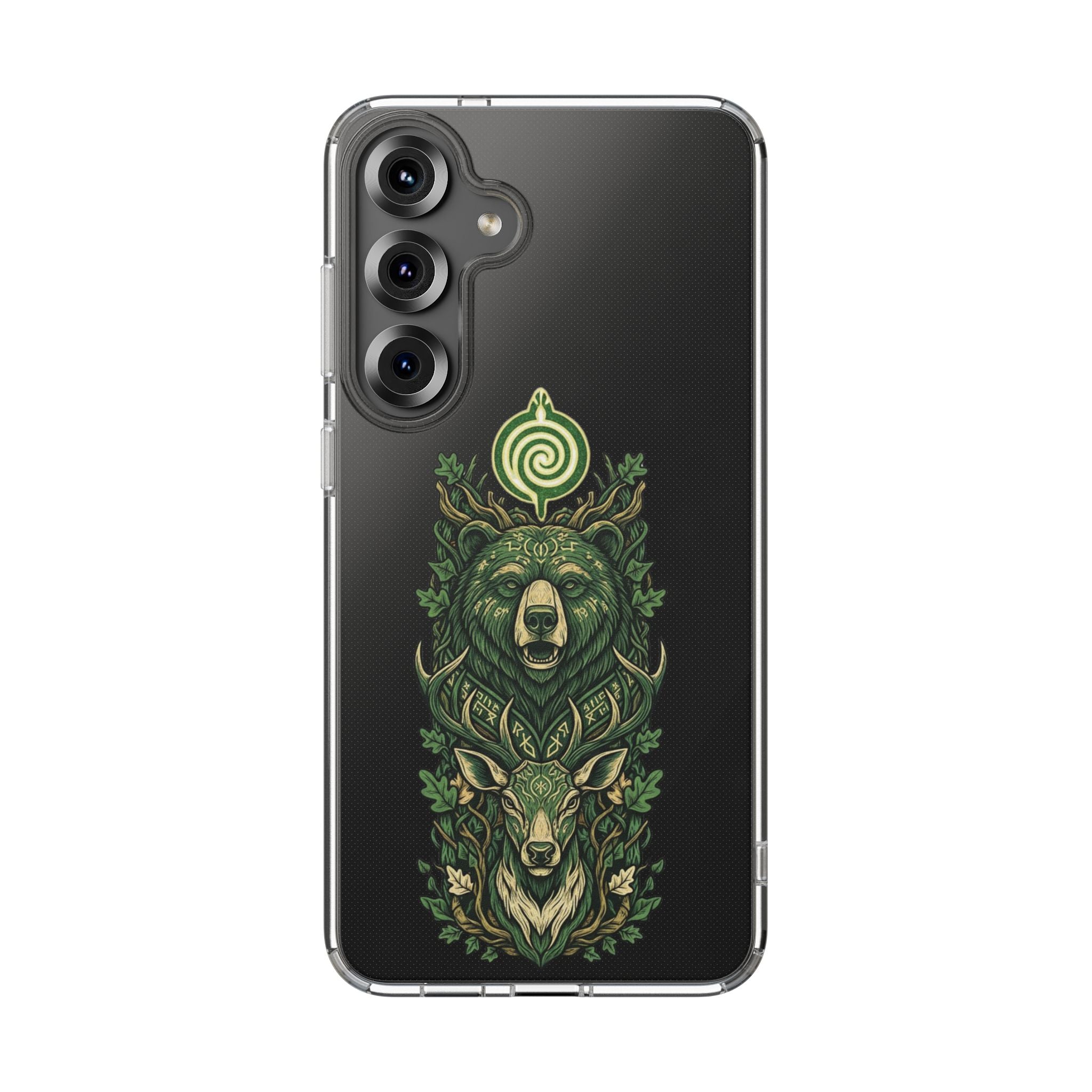 Phone Case — Forest Spirit Bear & Stag Clear Impact‑Resistant Case