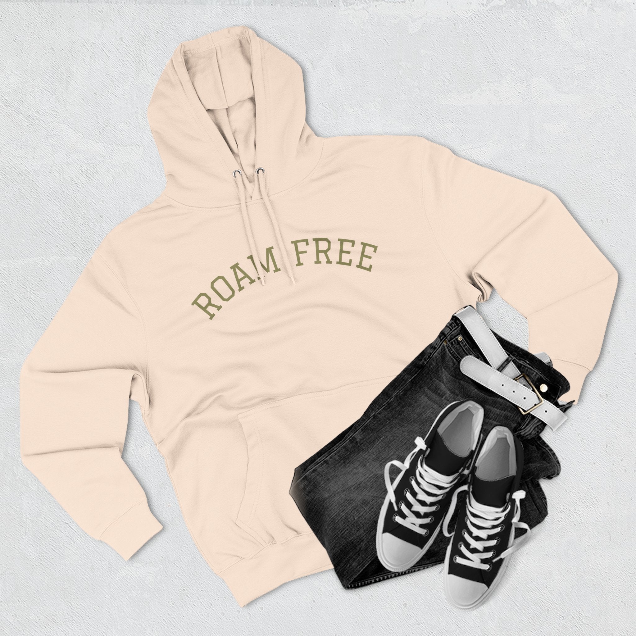 Adventure-Inspired Fleece Hoodie, Roam Free, Cozy Outdoor Apparel, Great for Camping, Travel, Nature Lovers, Gift Idea