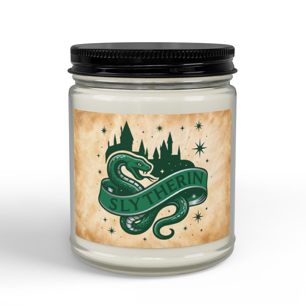 Slytherin House Inspired Candle | Snake Emblem Decor | Ambitious Wizard Gift | Amber or Clear Glass | Magic School Aesthetic