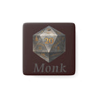 Monk D20 Porcelain Square Magnet — RPG Dice Magnet for Dungeon Masters & Players