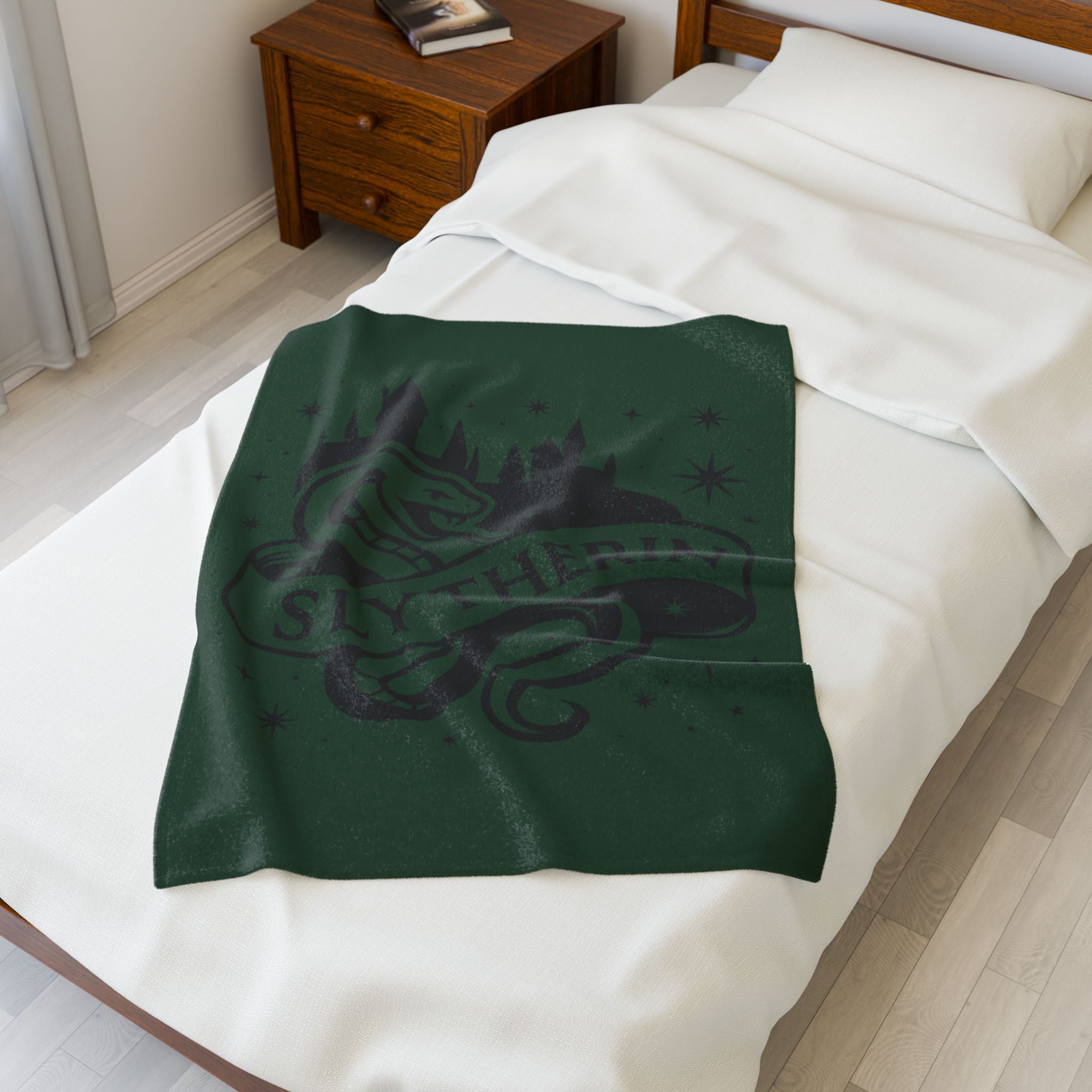 Slytherin Crest Inspired Velveteen Plush Blanket