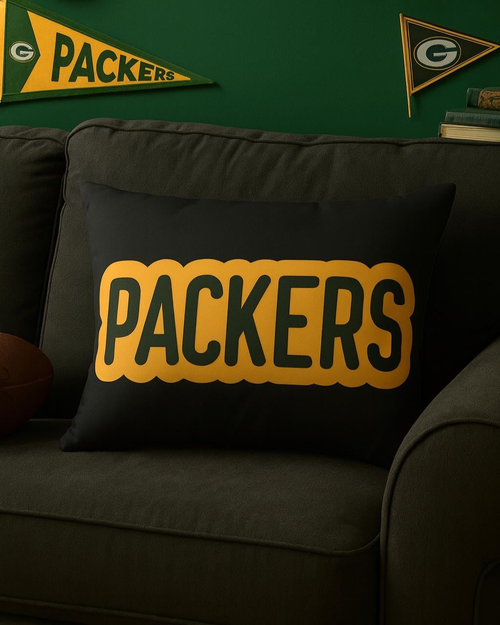 Packers Throw Pillow - Green & Gold Football Fan Decor, Game Day Cushion, Sports Gift, Fan Merchandise, Game Day Accent