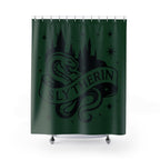 Slytherin Shower Curtain | Snake House Bathroom Decor | Wizarding World Bath | Green and Black | Ambition & Cunning Gift | Castle Silhouette