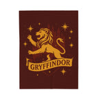 Gryffindor Velveteen Plush Blanket | Hogwarts House Throw | Harry Potter Inspired Lion Bedding | Warm Red & Gold Gift | Soft Fleece Decor
