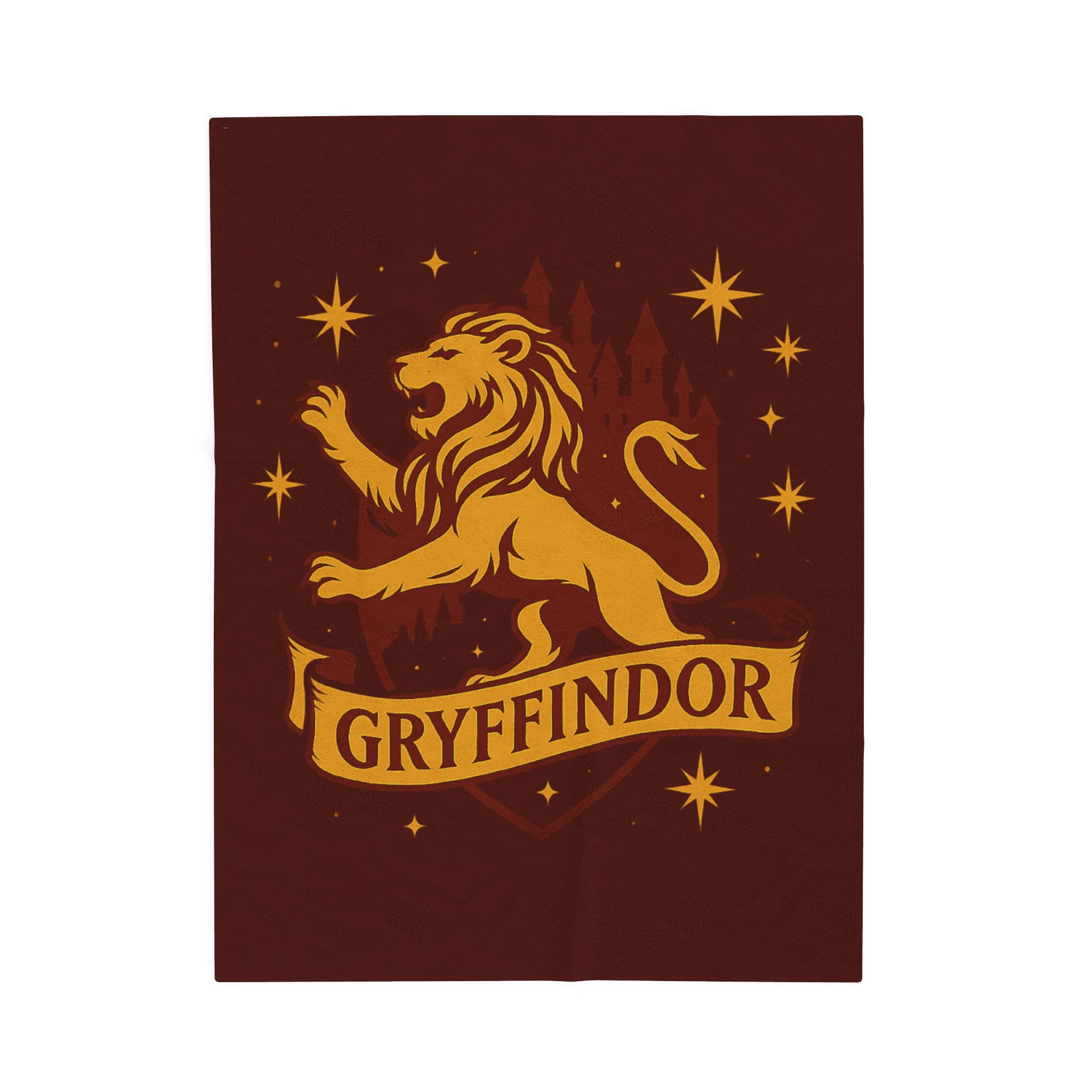 Gryffindor Velveteen Plush Blanket | Hogwarts House Throw | Harry Potter Inspired Lion Bedding | Warm Red & Gold Gift | Soft Fleece Decor