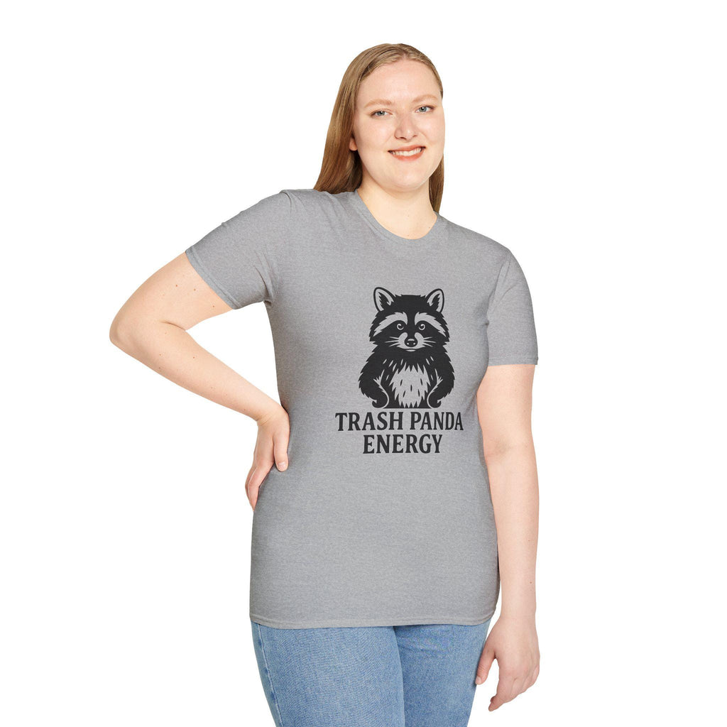 Trash Panda Energy Unisex Softstyle T-Shirt, Cute Animal Tee, Fun Graphic Top, Perfect Gift for Nature Lovers, Ideal for Casual Wear