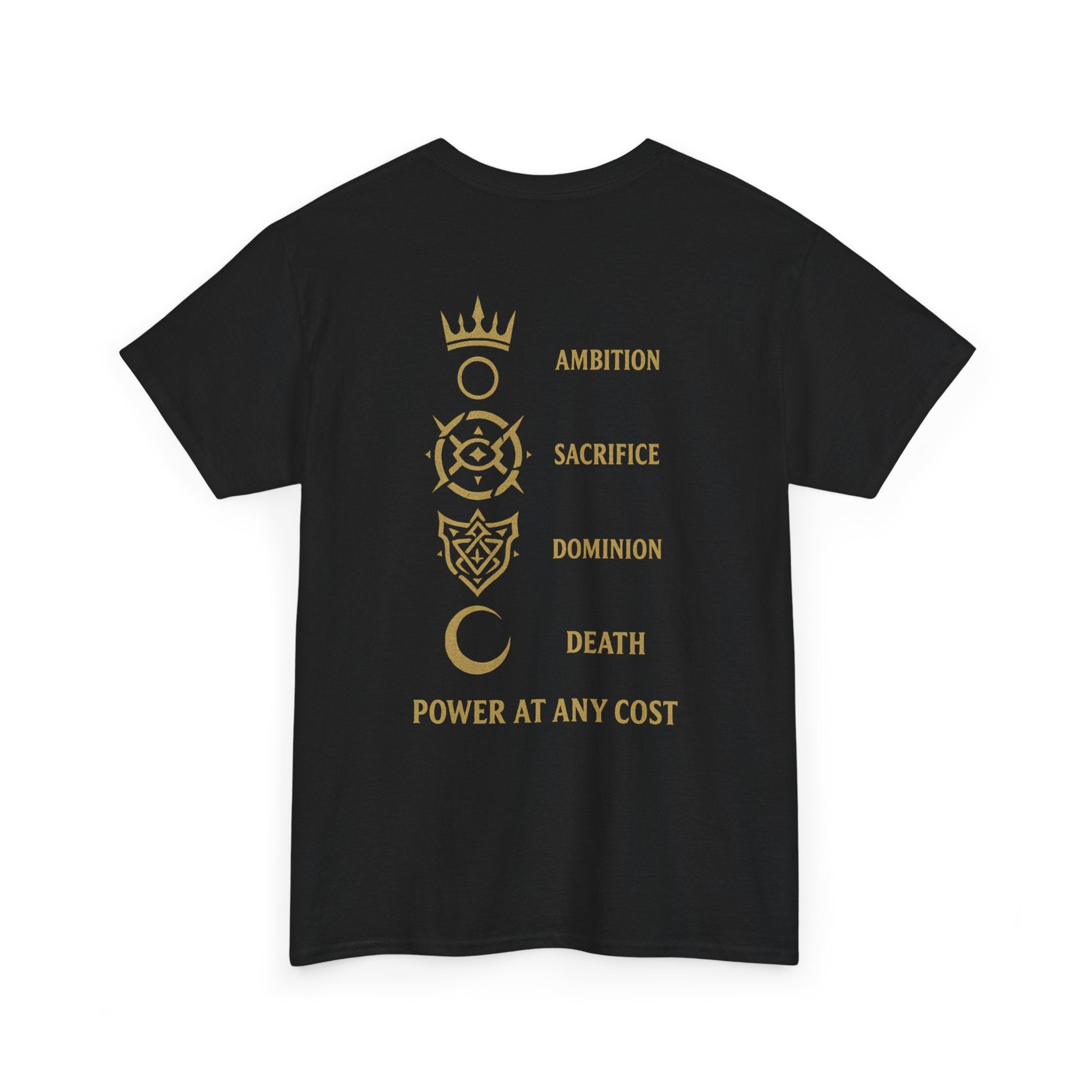 Black Mana Emblem T-Shirt — Ambition • Sacrifice • Dominion • Death
