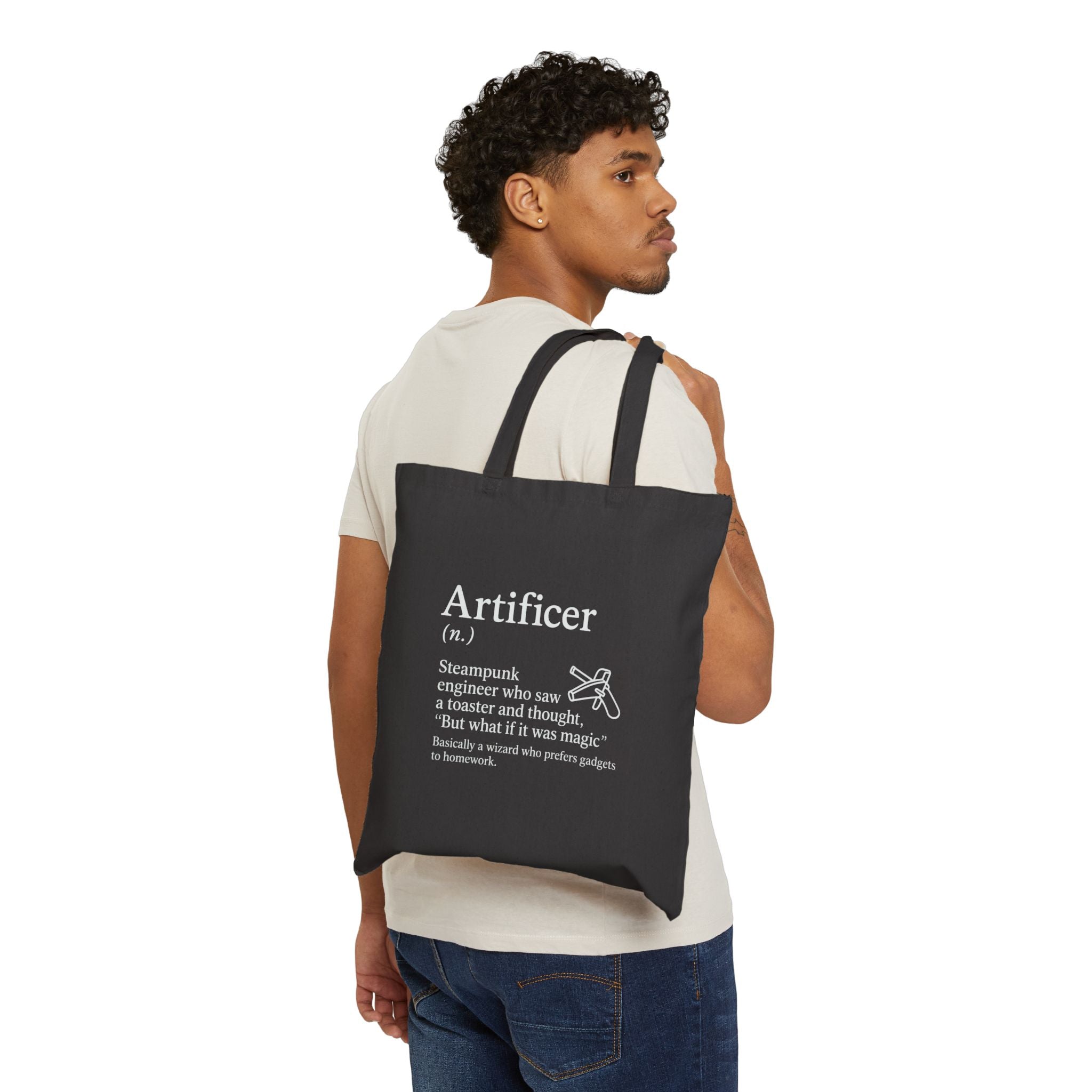 Artificer DnD Tote Bag - Funny Tabletop RPG Gift, Dungeon Master Accessory, Steampunk Gamer Bag, Board Game Night Essential