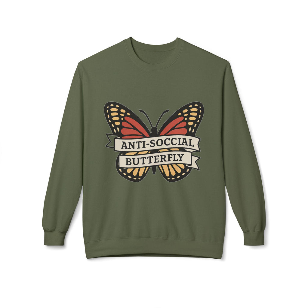 Anti-Social Butterfly Crewneck Sweatshirt | Funny Gift, Casual Wear, Graphic Sweatshirt, Cozy Loungewear, Unique Design