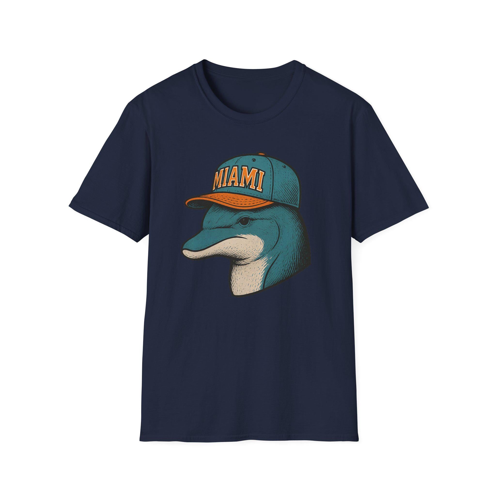 Miami -Fins Up, Game On!-  Fan T-Shirt - Dolphin Mascot - Miami Dolphin Graphic T-Shirt