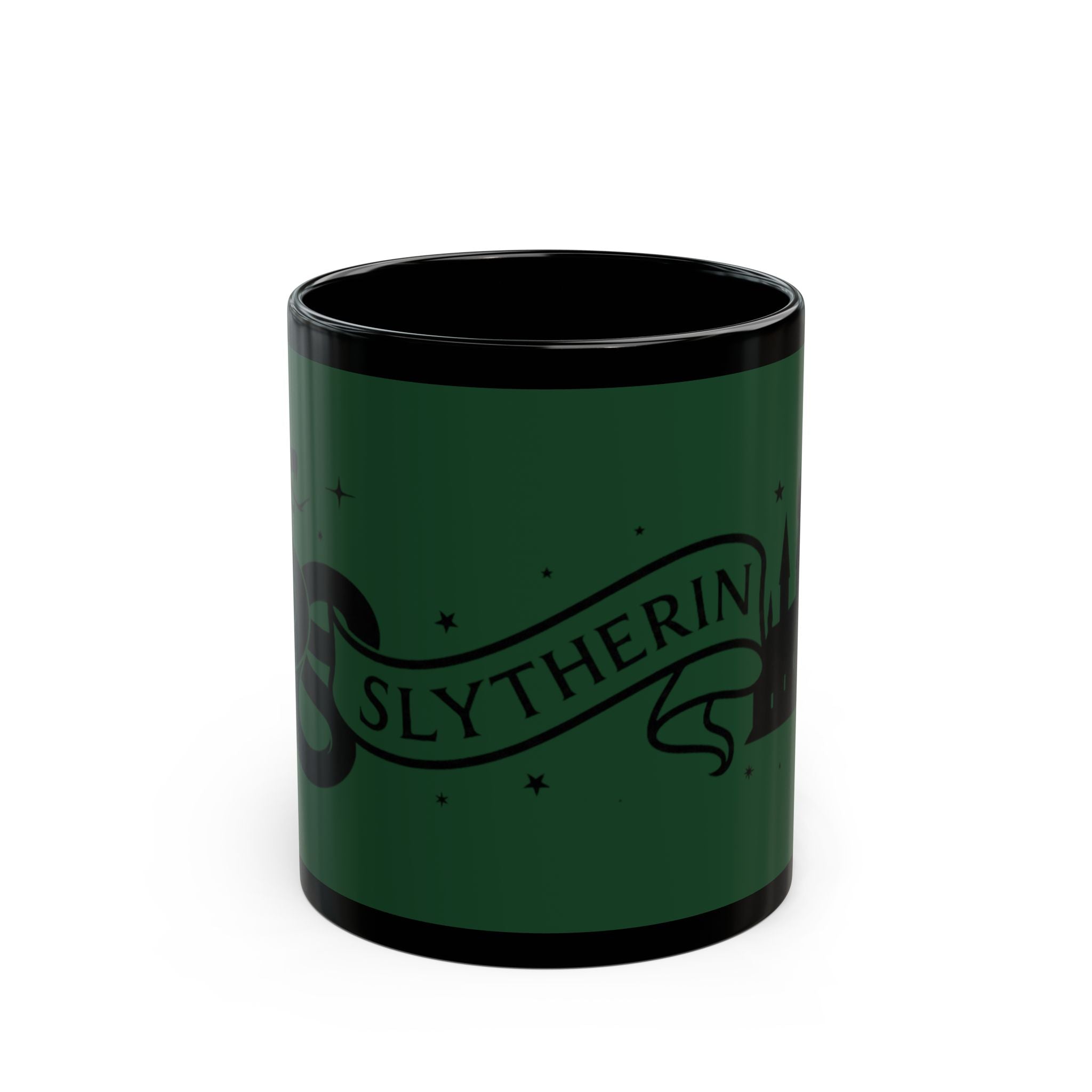 Slytherin Snake Inspired Castle Mug, Black Ceramic Coffee Cup