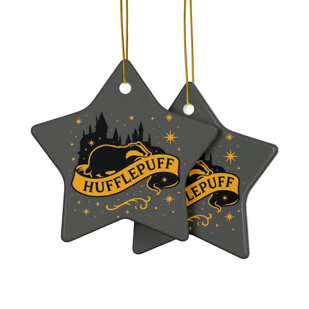 Hufflepuff Badge Ceramic Ornament |Yellow & Black Harry Potter Christmas Decor | Loyal and True Gift