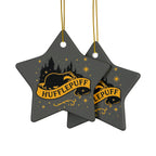 Hufflepuff Badge Ceramic Ornament |Yellow & Black Harry Potter Christmas Decor | Loyal and True Gift