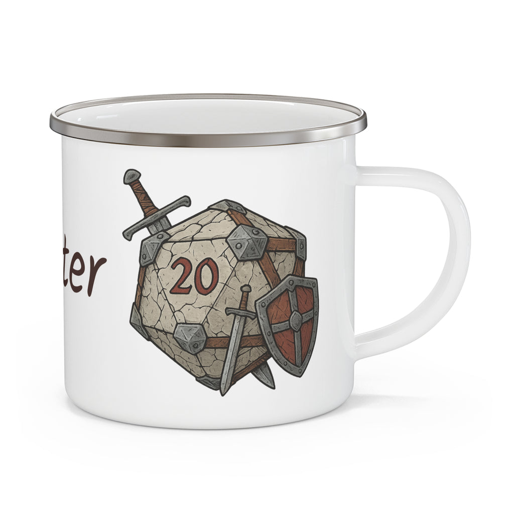 Fighter D20 Enamel Mug — Fighter’s Resolve