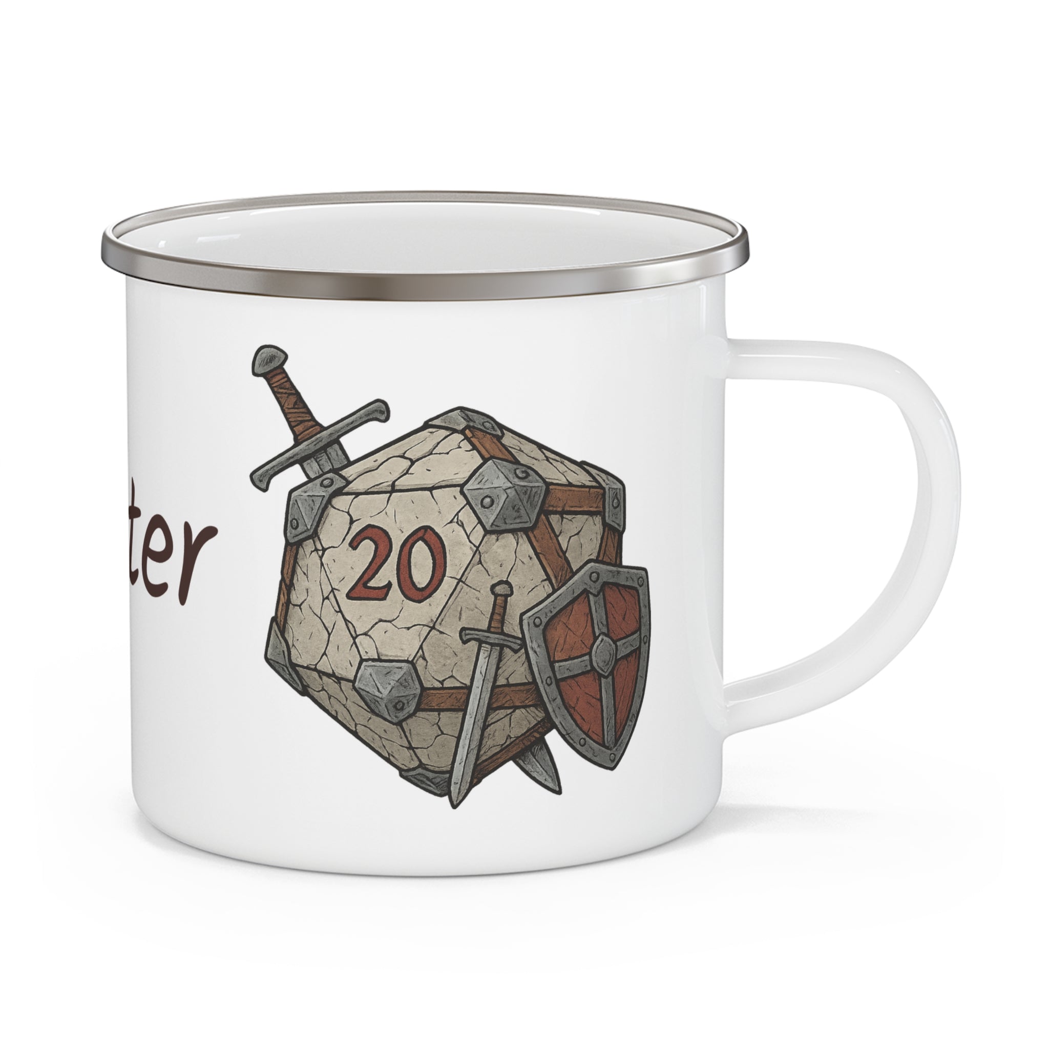 Fighter D20 Enamel Mug — Fighter’s Resolve