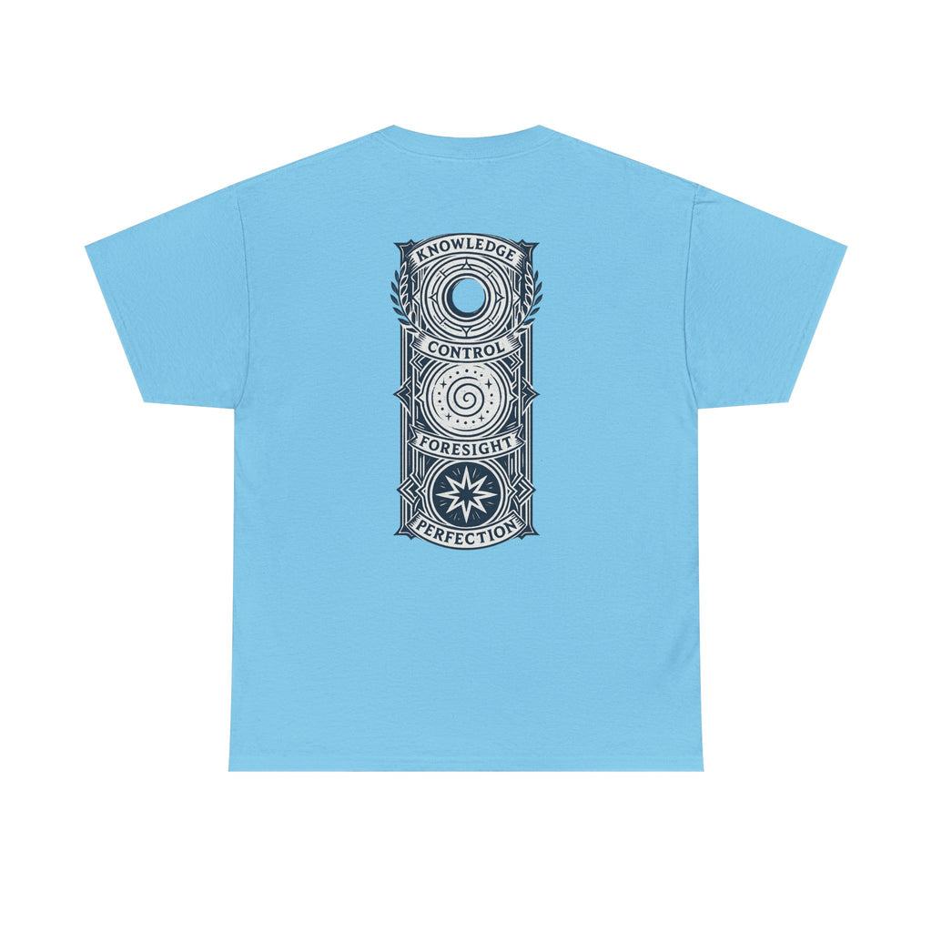 Blue Mana Emblem T-Shirt — Knowledge • Control • Foresight • Perfection