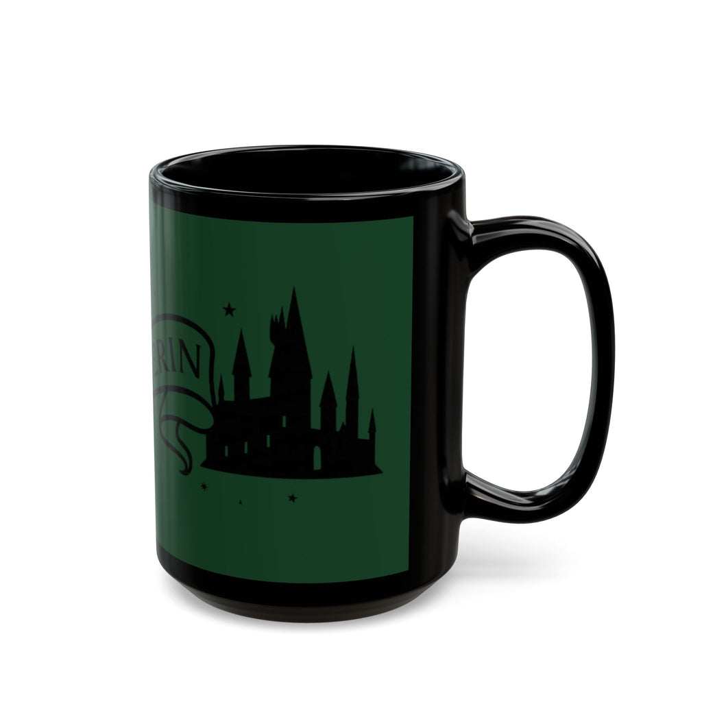 Slytherin Snake Inspired Castle Mug, Black Ceramic Coffee Cup