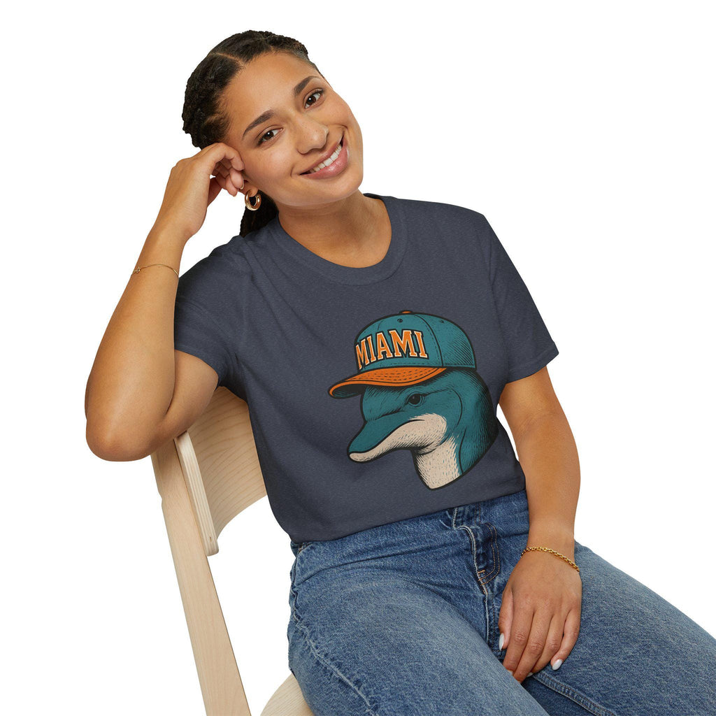 Miami -Fins Up, Game On!-  Fan T-Shirt - Dolphin Mascot - Miami Dolphin Graphic T-Shirt