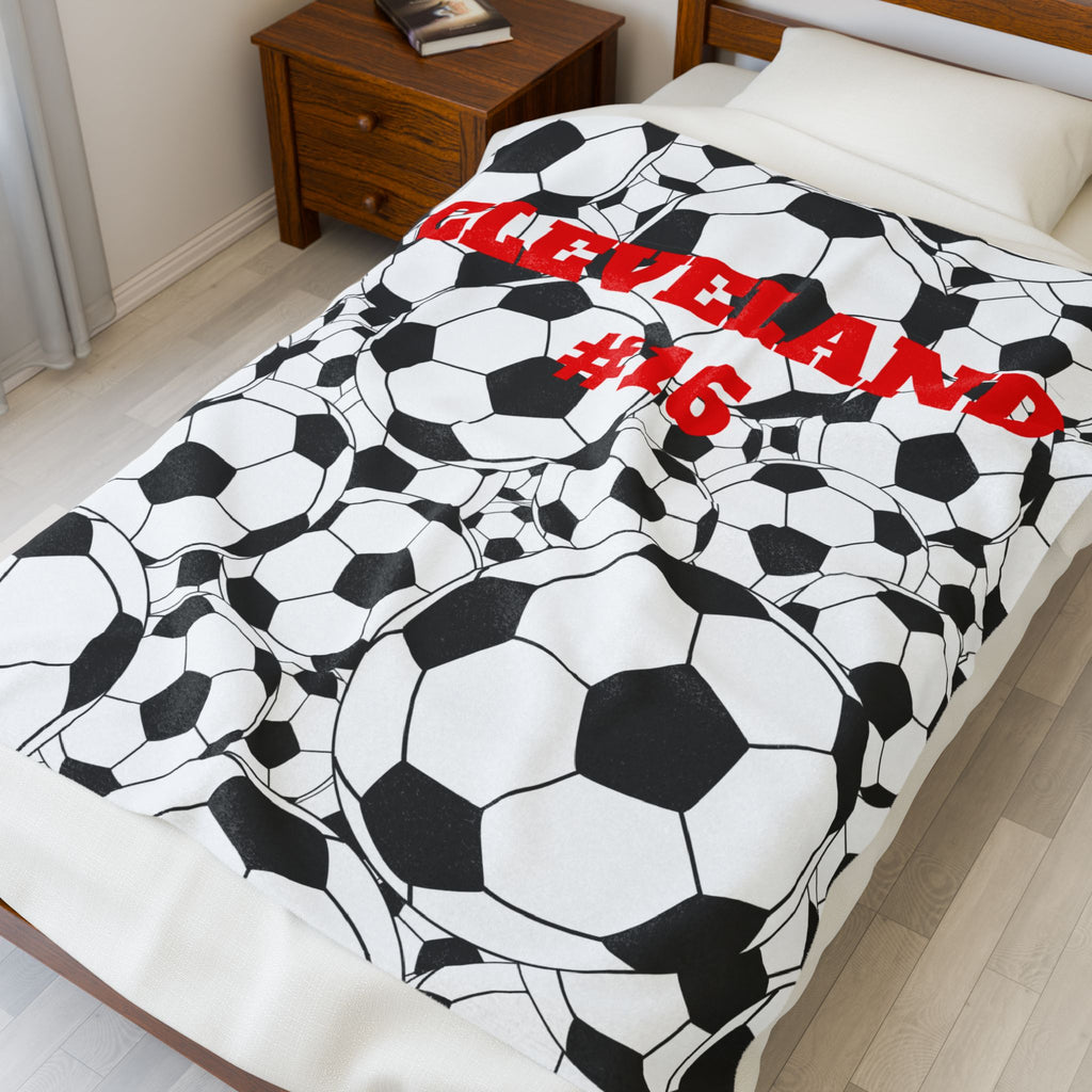 Personalized Sports Throw for Players, Parents, and Fans, Last Name and Jersey Number Customizable, Team Gift Idea, Soccer Blanket