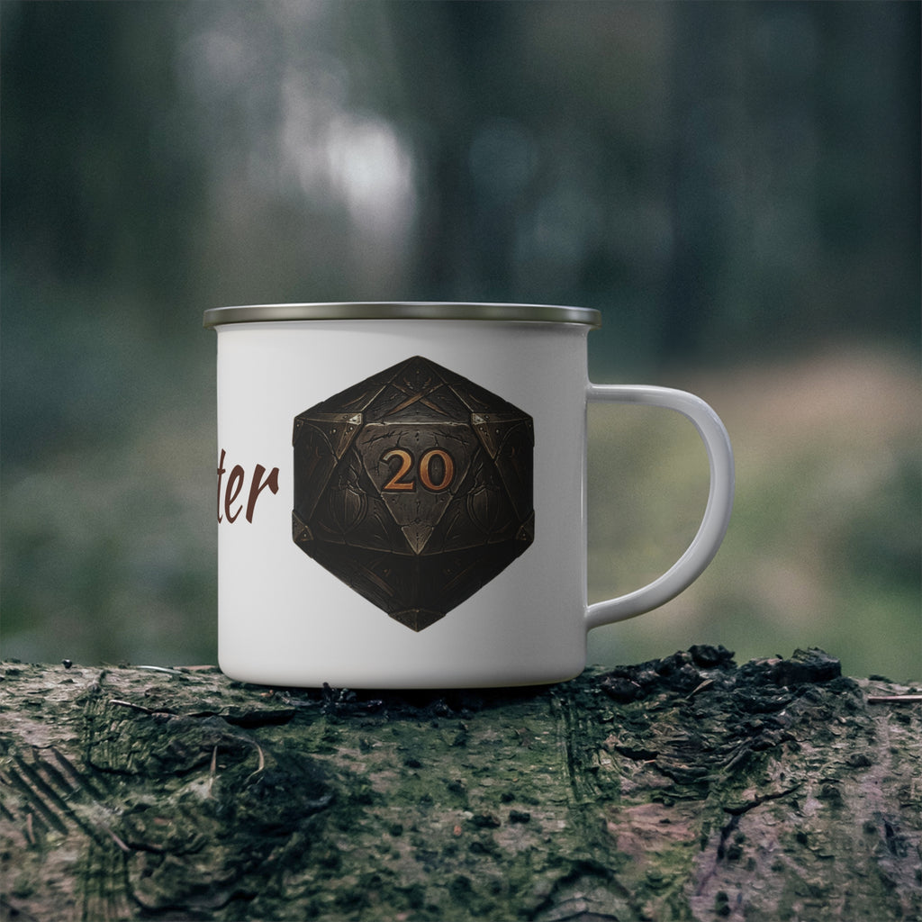 Fighter D20 Enamel Mug — Steel & Resolve