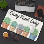 Crazy Plant Lady Desk Mat | Large Mouse Pad | Succulent Office Decor | Plant Lover Gift | Work From Home Accessory