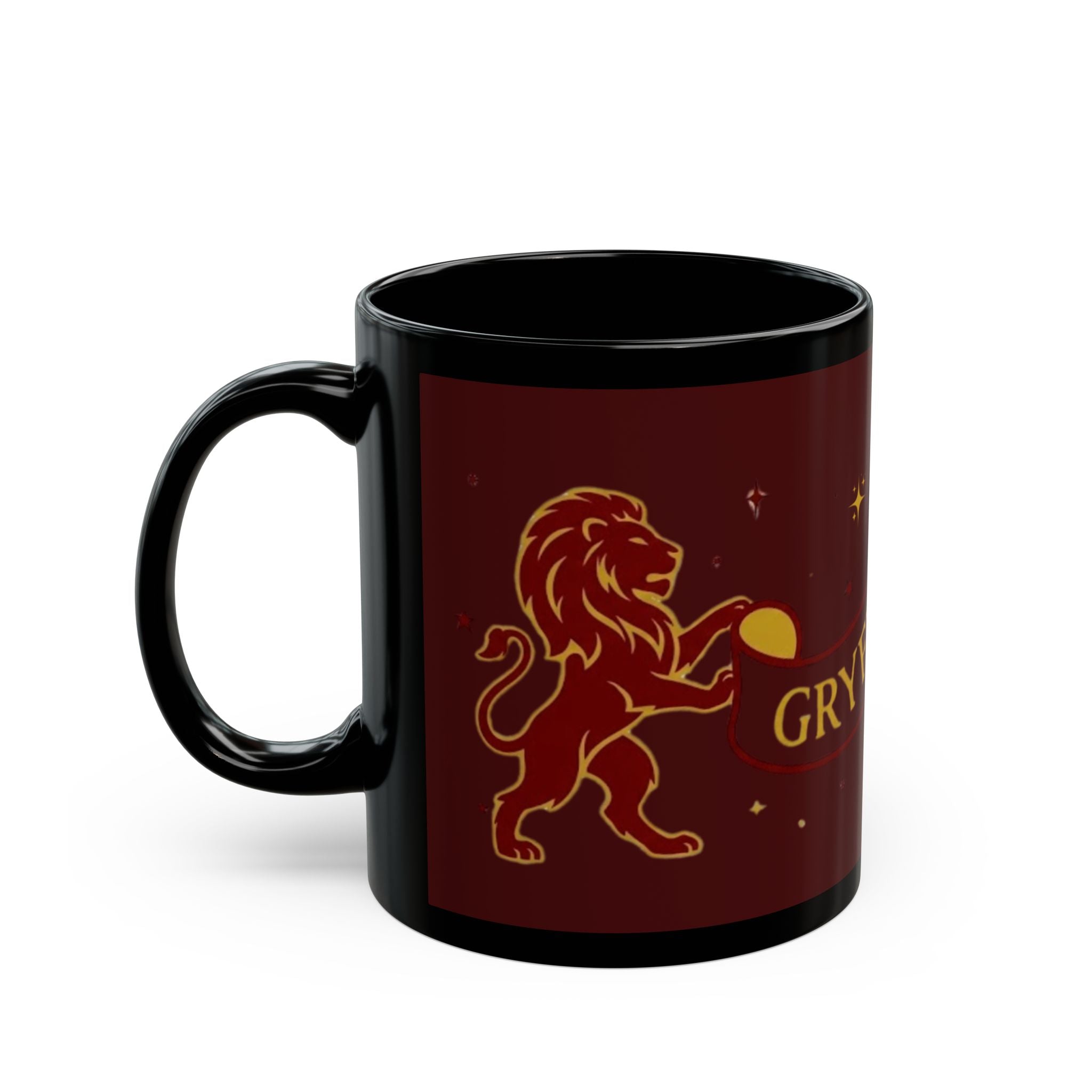 Gryffindor-Inspired Lion Crest Black Mug | 11oz or 15oz
