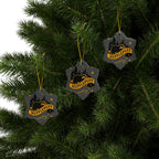 Hufflepuff Badge Ceramic Ornament |Yellow & Black Harry Potter Christmas Decor | Loyal and True Gift