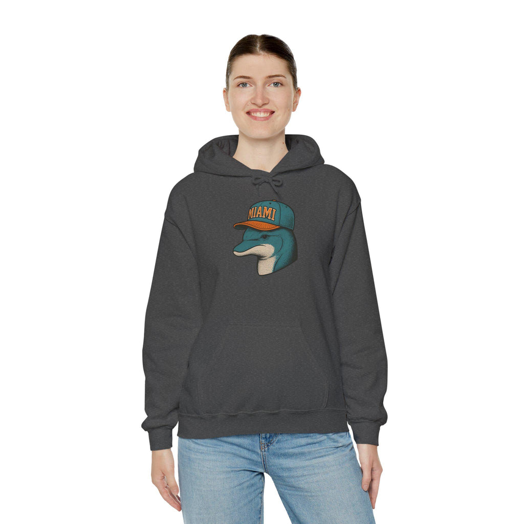 Miami "Fins Up, Game On!" Hoodie - Dolphin Mascot - Miami Football