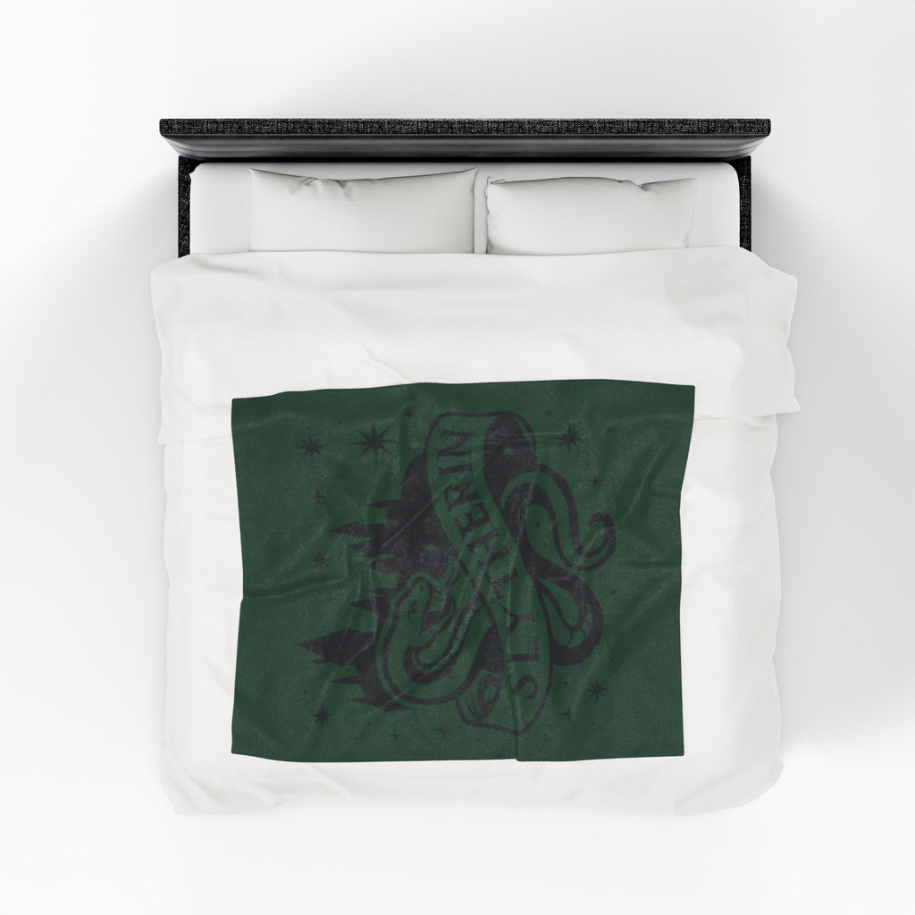 Slytherin Crest Inspired Velveteen Plush Blanket