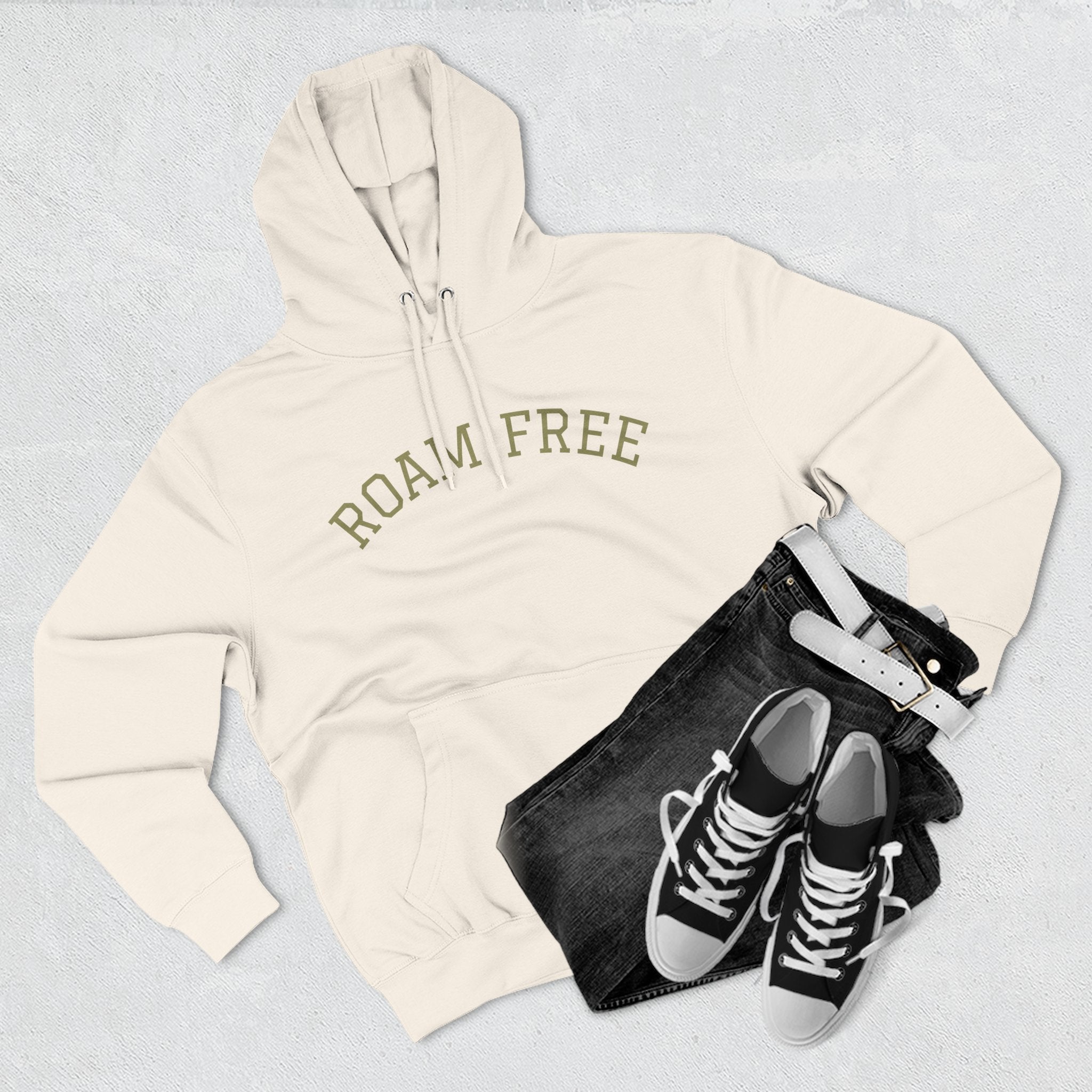Adventure-Inspired Fleece Hoodie, Roam Free, Cozy Outdoor Apparel, Great for Camping, Travel, Nature Lovers, Gift Idea