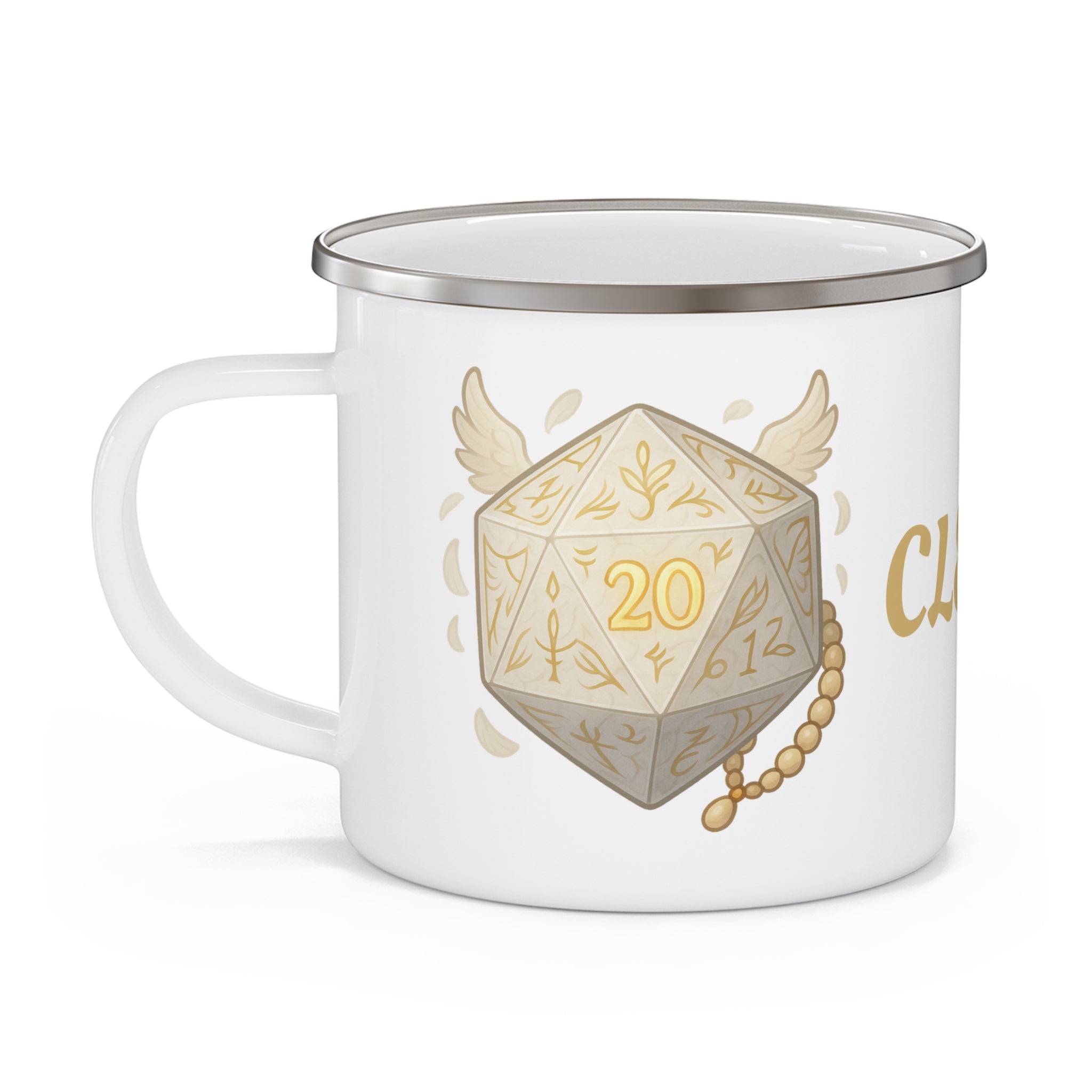 Cleric D20 Enamel Mug – Oath & Faith