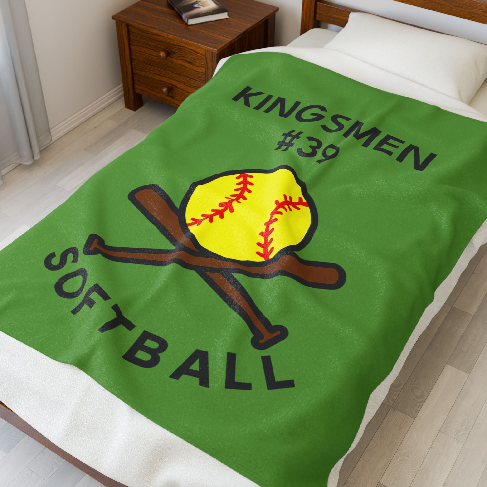 Softball Throw Blanket, Personalized Sports Gift for Players, Parents, Grandparents, Last Name and Jersey Number