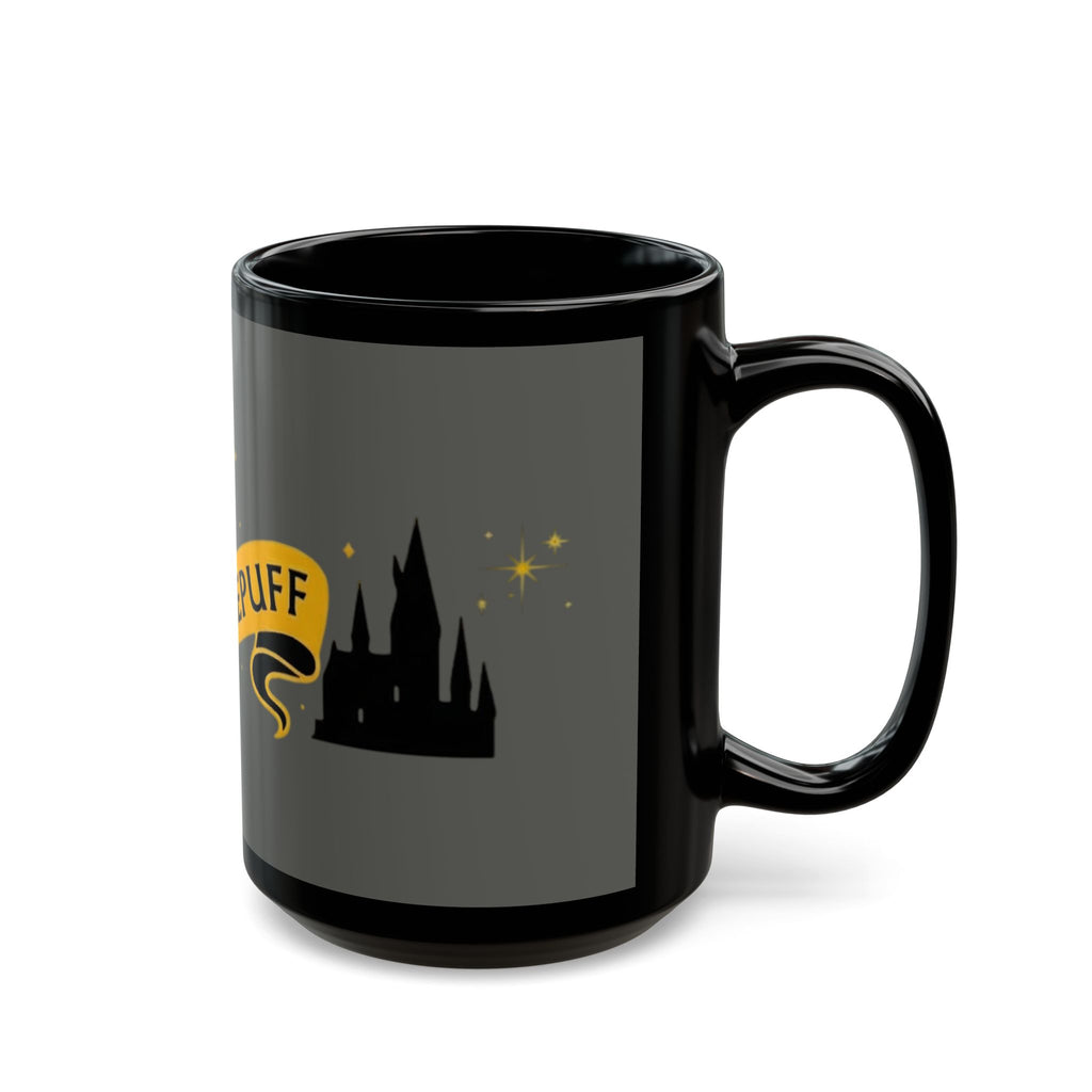 Hufflepuff Inspired Badger Mug | Black Ceramic Coffee Cup