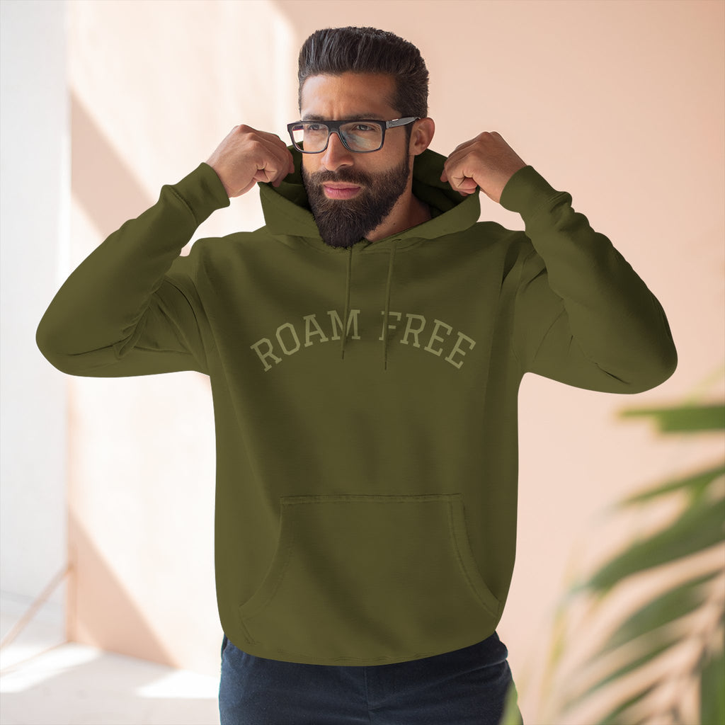 Adventure-Inspired Fleece Hoodie, Roam Free, Cozy Outdoor Apparel, Great for Camping, Travel, Nature Lovers, Gift Idea