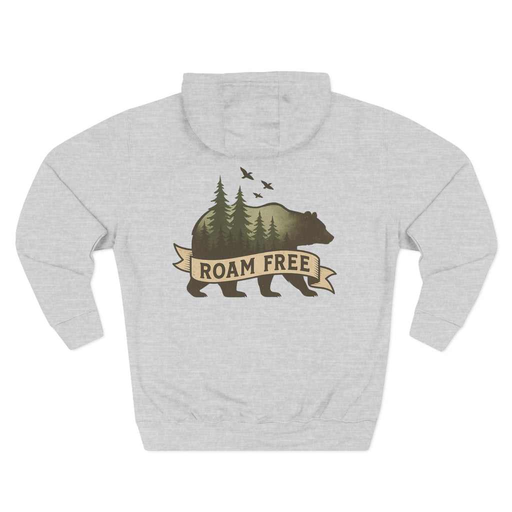 Bear Graphic Fleece Hoodie, Unisex Outdoor Adventure Sweatshirt, Wilderness Cabin Camping Gift, Nature Lover Hiking Apparel, Cozy Mountain