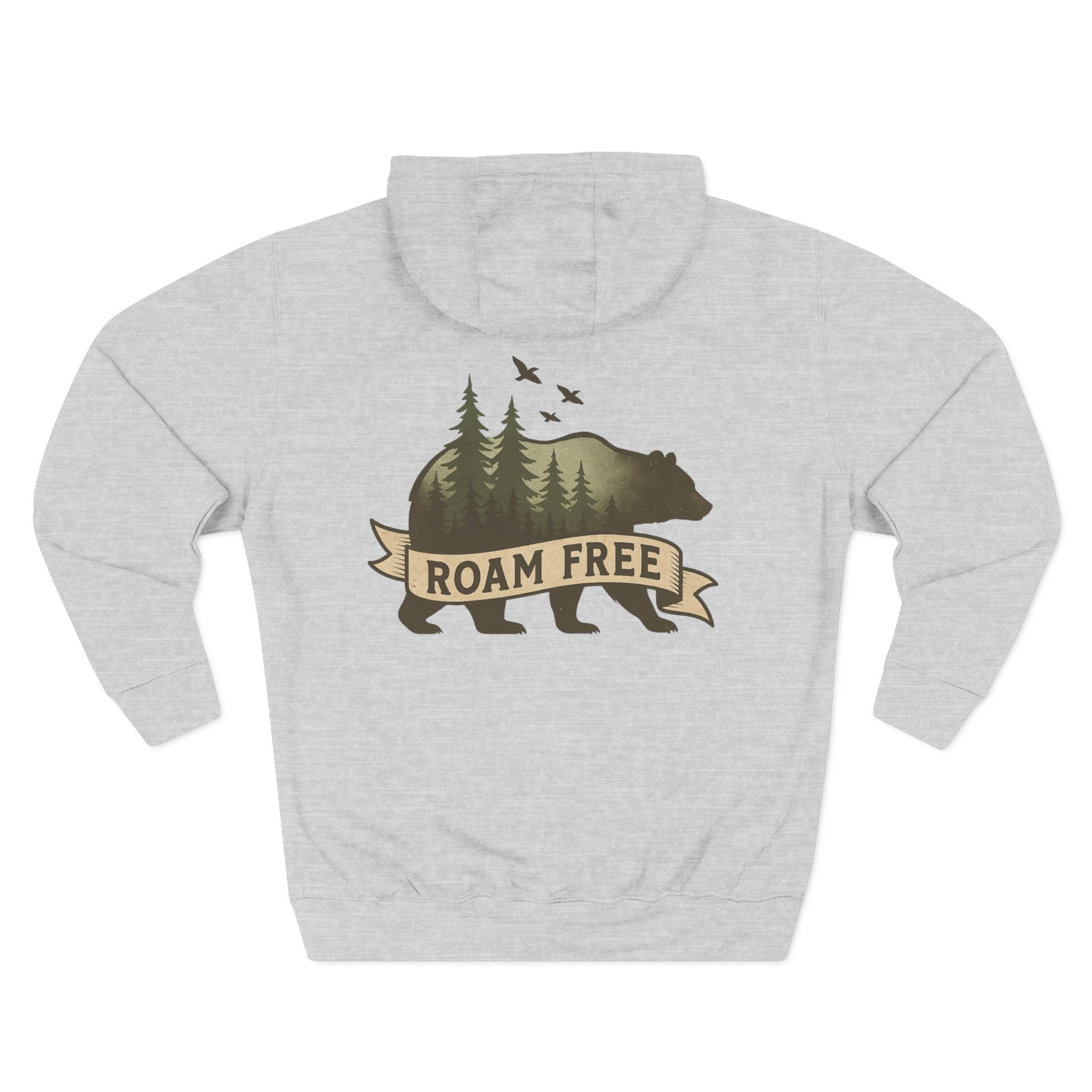 Bear Graphic Fleece Hoodie, Unisex Outdoor Adventure Sweatshirt, Wilderness Cabin Camping Gift, Nature Lover Hiking Apparel, Cozy Mountain