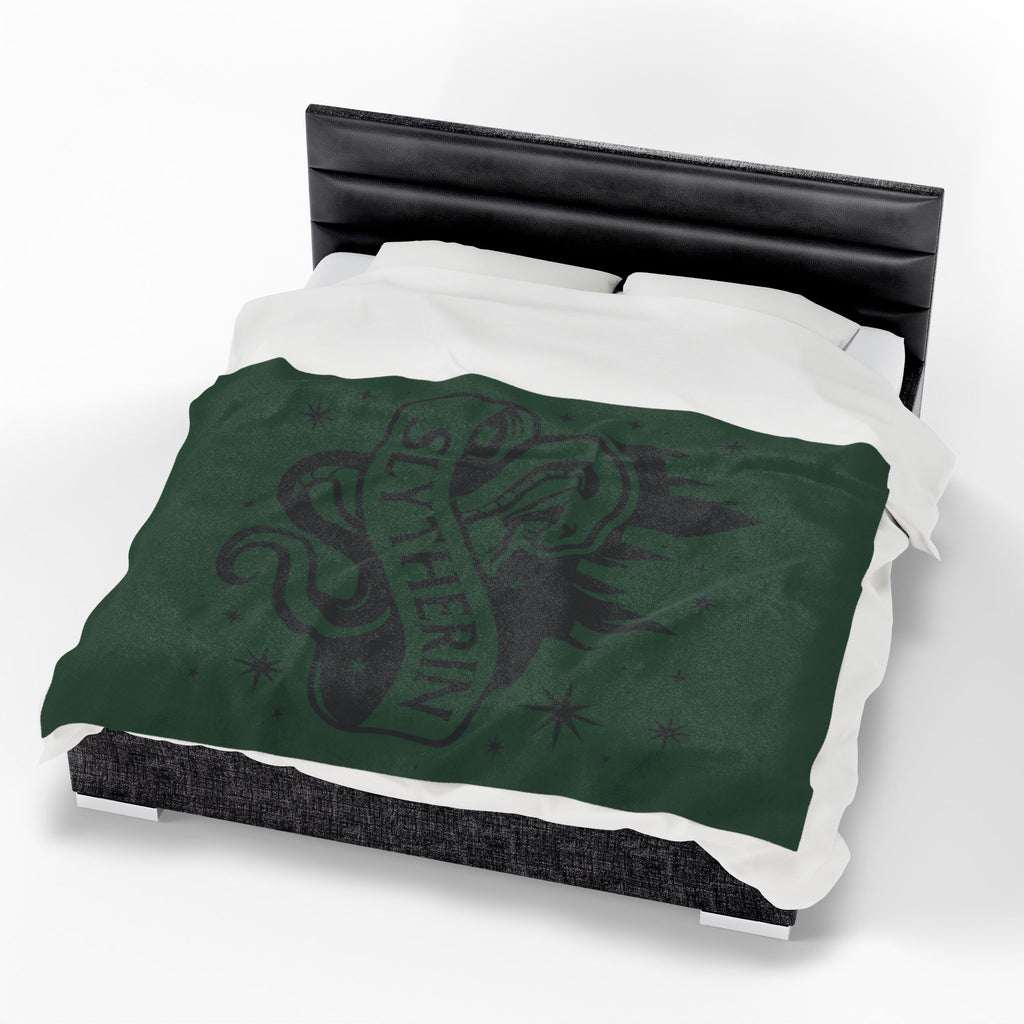 Slytherin Crest Inspired Velveteen Plush Blanket