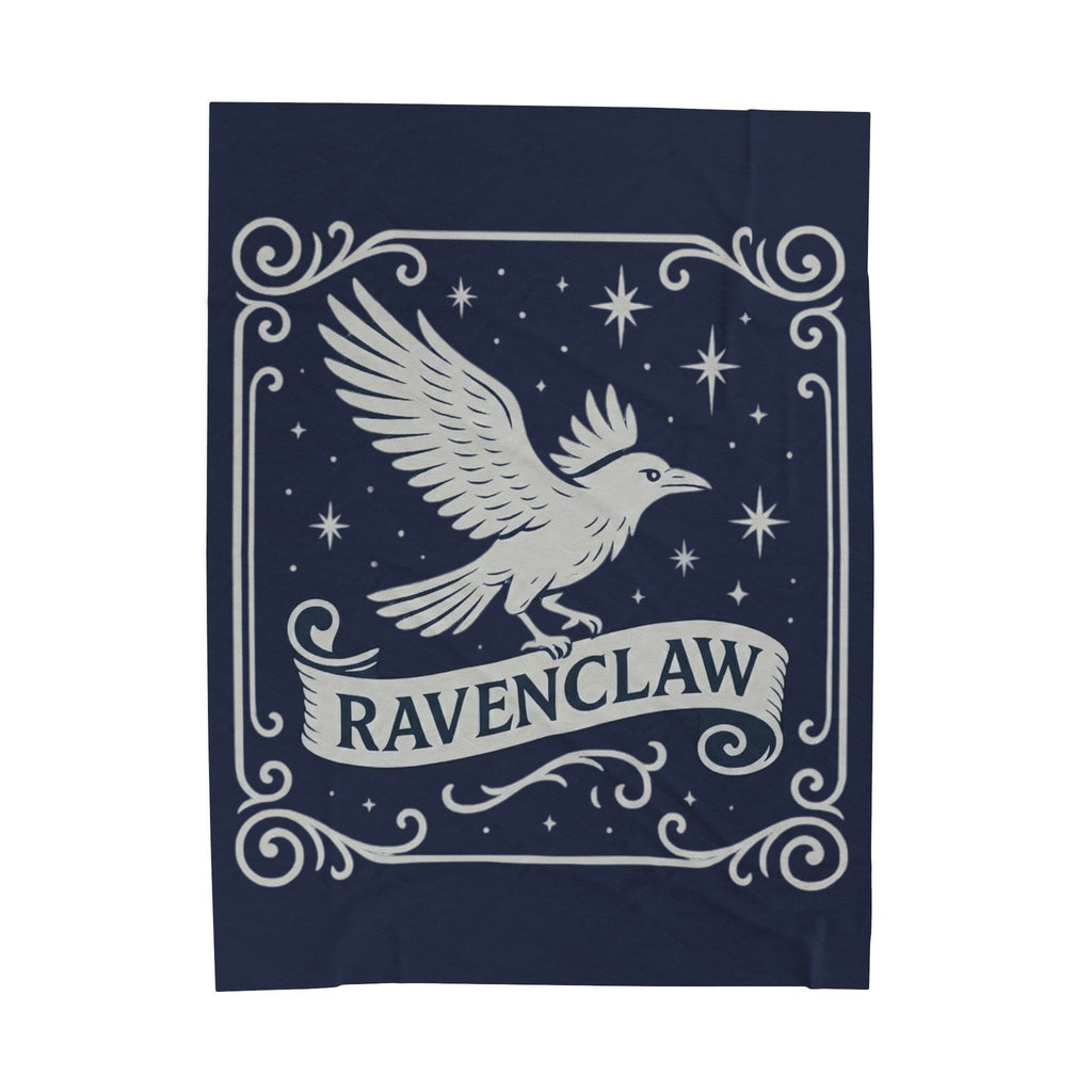 Ravenclaw Emblem Velveteen Plush Blanket | Midnight Blue Celestial Throw