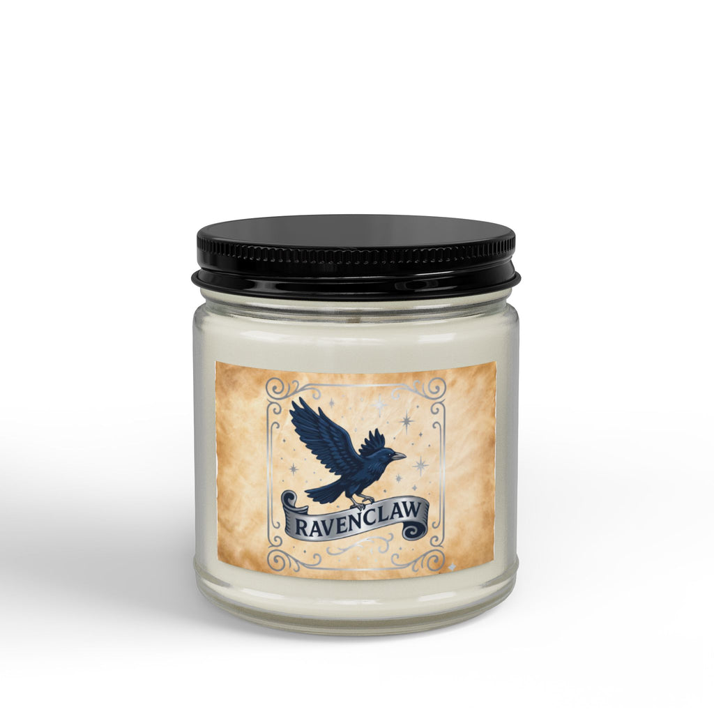 Ravenclaw House Inspired Candle | Blue Raven Emblem | Wisdom & Wit Gift | Amber or Clear Glass | Dark Academia Decor | Book Lover Gift