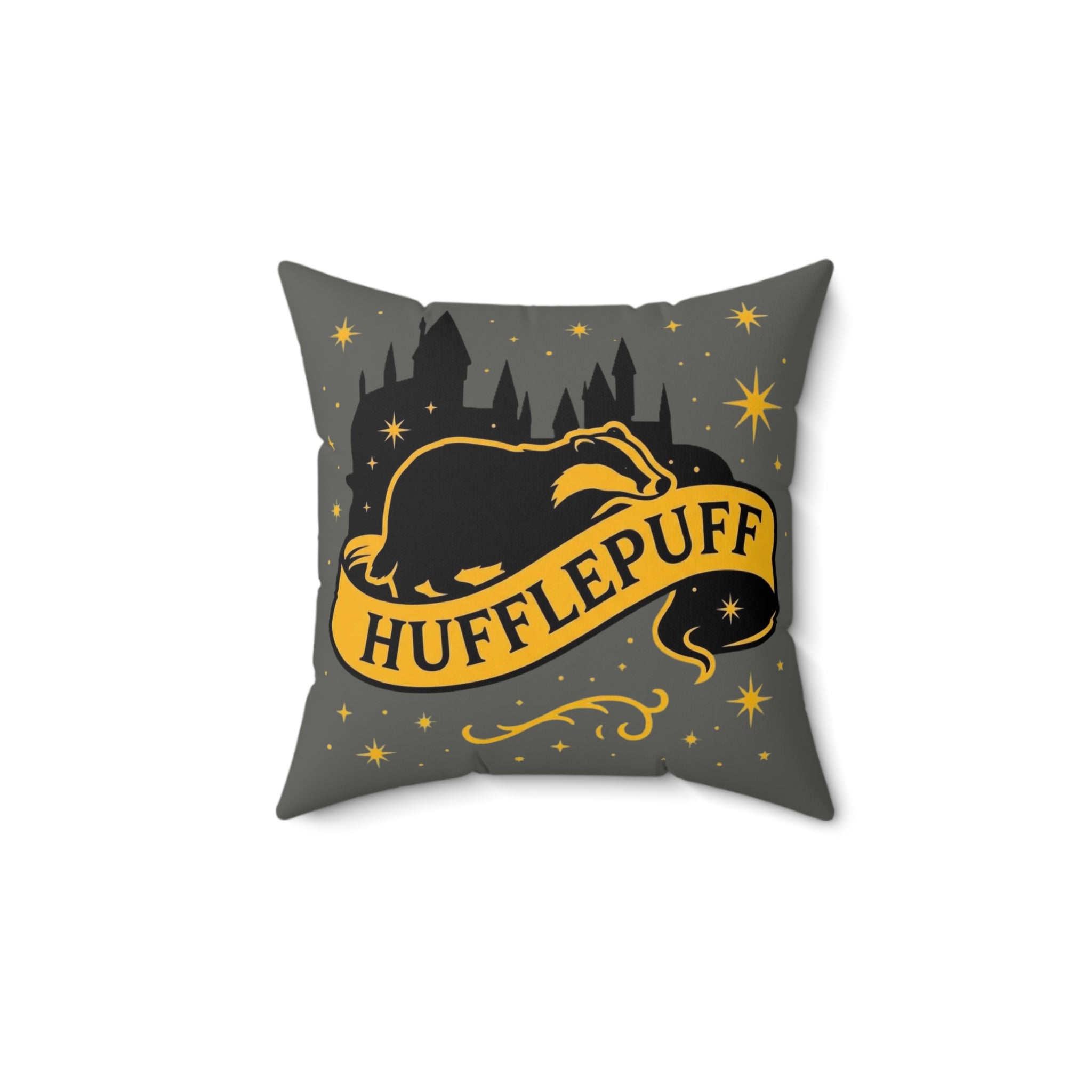 Hufflepuff Throw Pillow | Hogwarts House Decor | Harry Potter Inspired Badger Cushion | Magic School Gift | House Crest Throw Pillow
