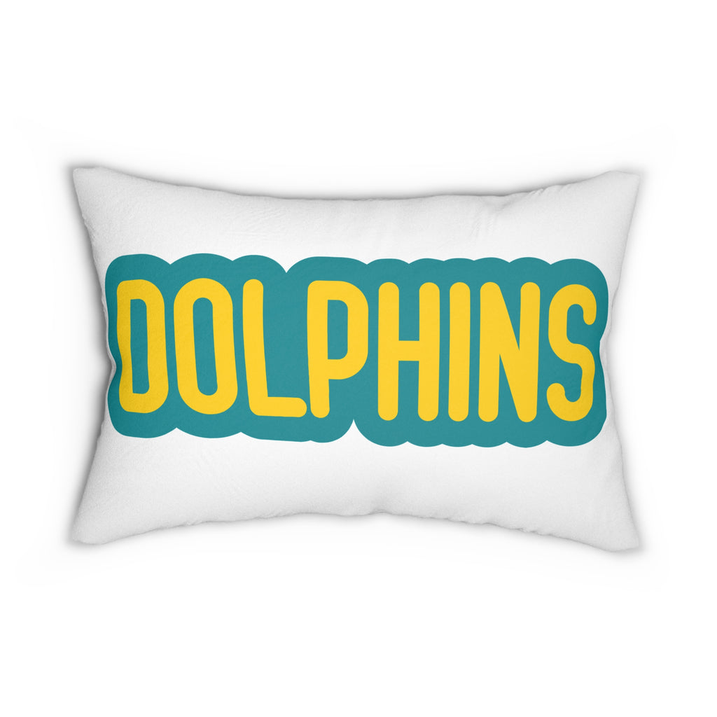 Dolphins Throw Pillow - Aqua & Orange Football Fan Cushion, Game Day Home Décor, Sports Gift