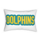 Dolphins Throw Pillow - Aqua & Orange Football Fan Cushion, Game Day Home Décor, Sports Gift