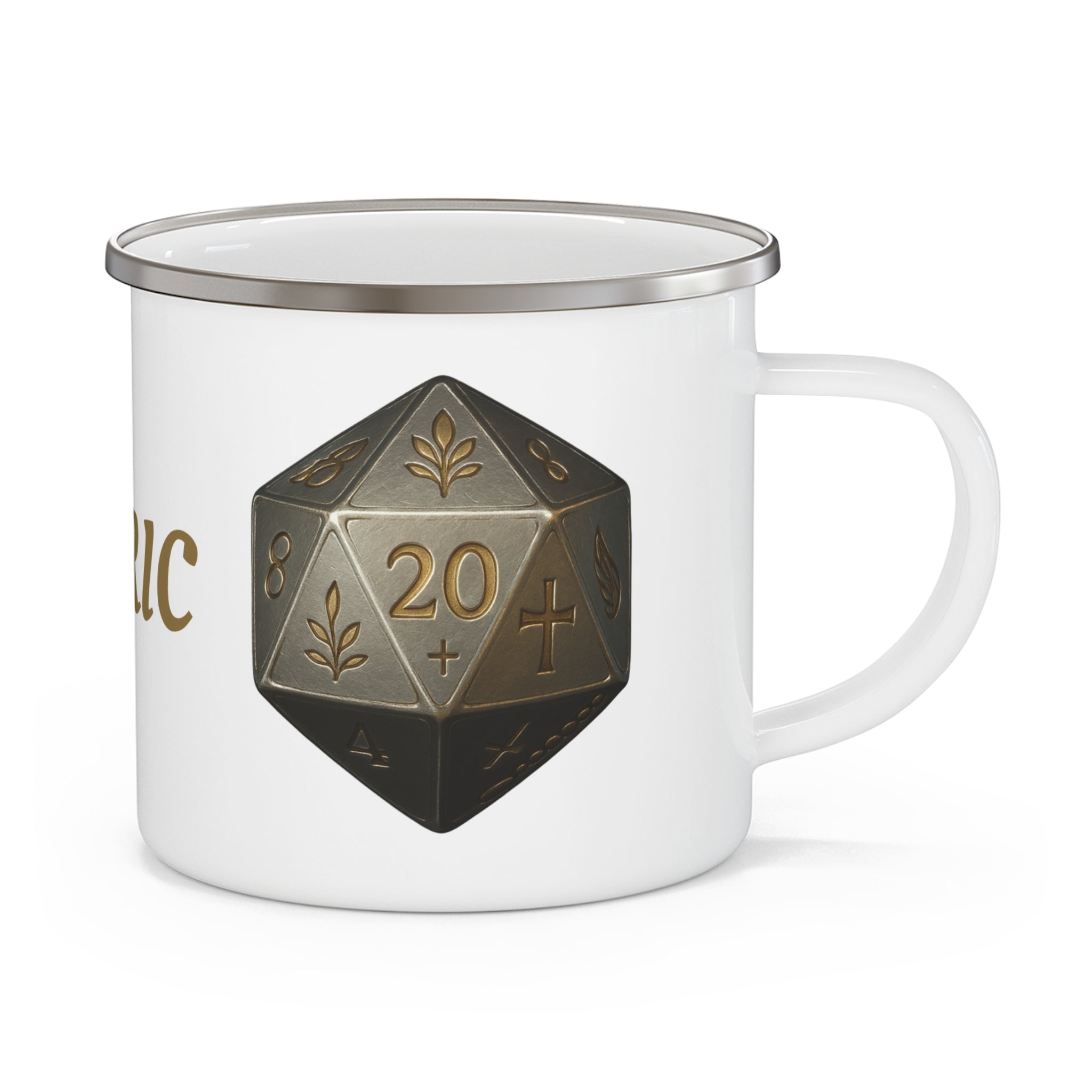 Cleric D20 Enamel Mug — Honour and Faith