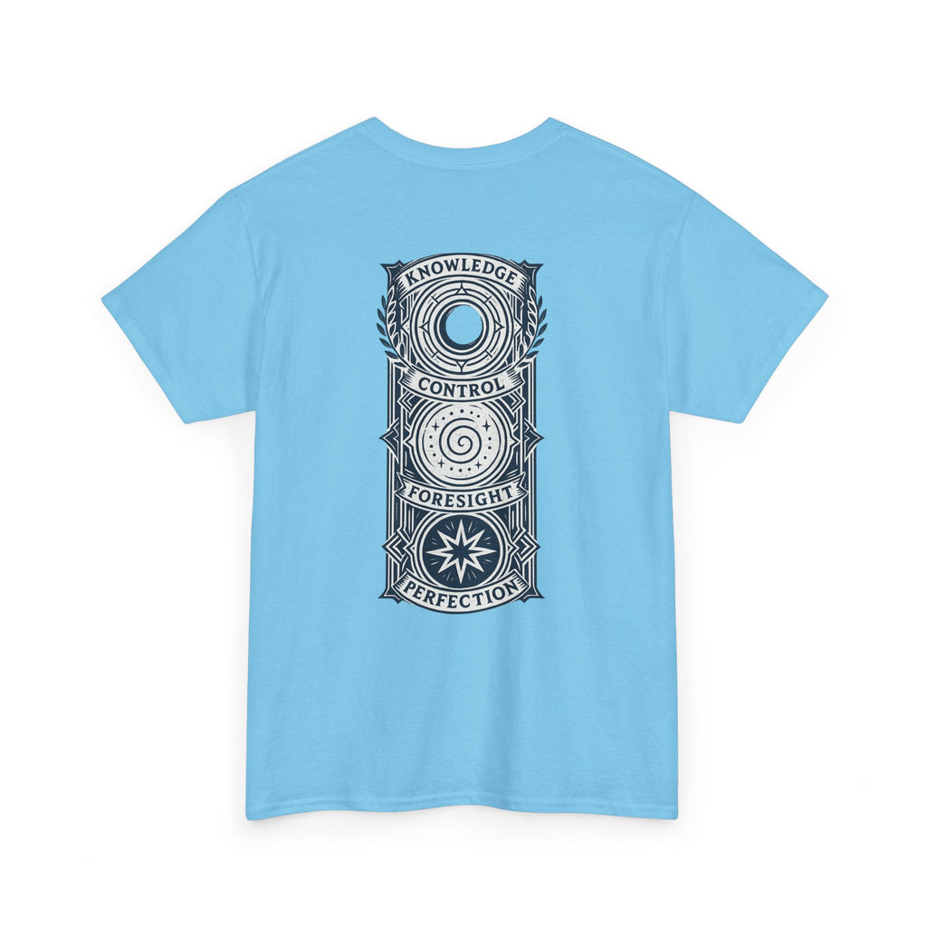 Blue Mana Emblem T-Shirt — Knowledge • Control • Foresight • Perfection